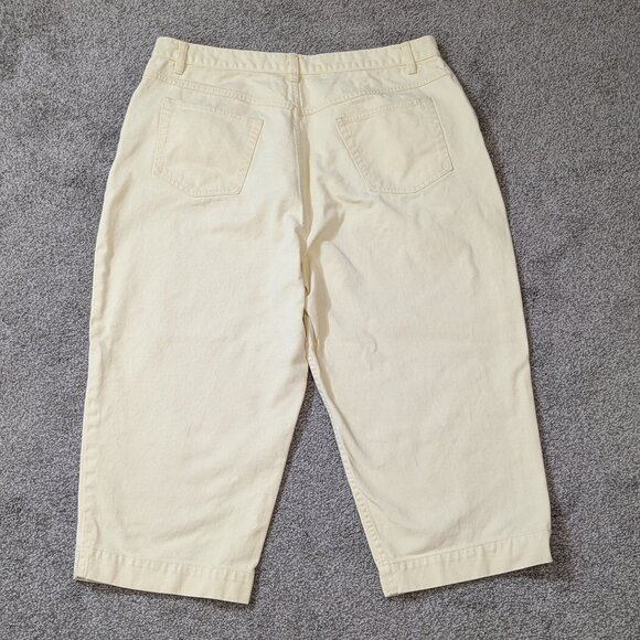 L.L. BEAN Pale Yellow Cotton Denim High Rise Jean Capris Skimmers; Size 20P - Picture 2 of 4